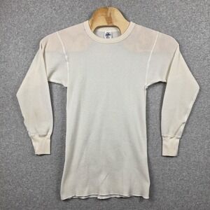 Morgan Mills Long Johns Shirt Mens XL White Waffle Thermal Made USA Crewneck